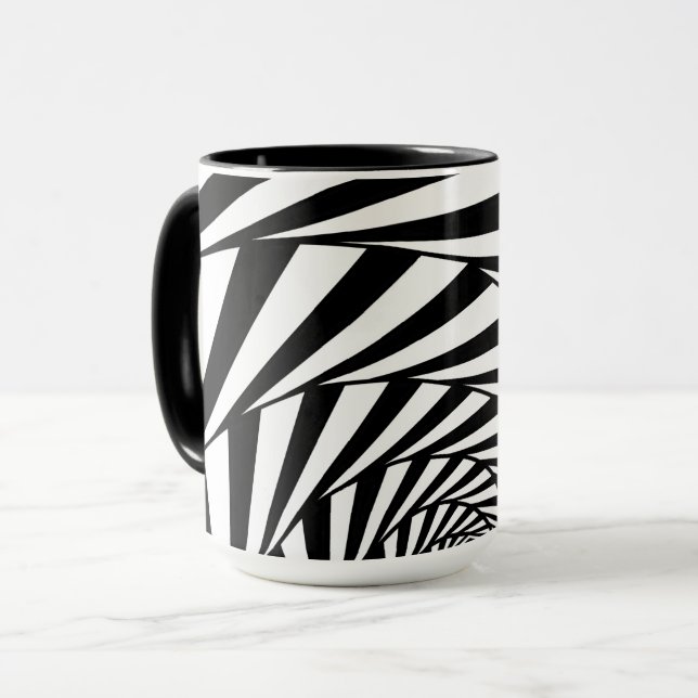 Moderne Abstrakte Schwarz-Weiß-Tasse Tasse (Vorderseite Links)
