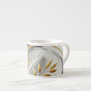 Moderne Abstrakte Schwarz-weiß- und Gold- botanisc Espressotasse