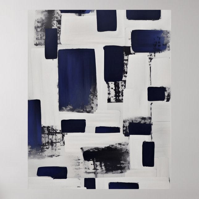 Moderne Abstrakte Schwarz-weiße Linienformen Poste Poster (Vorne)