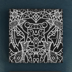 Moderne, Abstrakte, schwarz-weiße Stammkreide Leinwanddruck