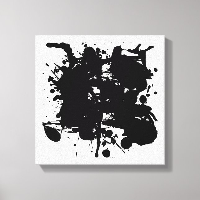Moderne Abstrakte schwarze Flecken Leinwanddruck (Vorderseite)