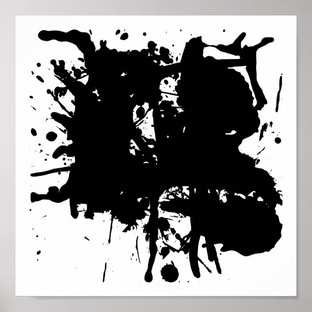 Moderne Abstrakte schwarze Flecken Poster (Vorne)