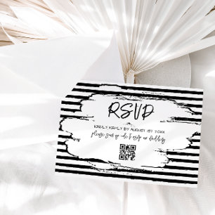 Moderne abstrakte schwarze Streifen Hochzeit RSVP Karte