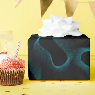 Moderne, Abstrakte, schwarze und blaue Wavy Lines Geschenkpapier