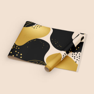 Moderne abstrakte schwarze und goldene organische geschenkpapier