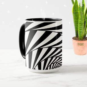 Moderne abstrakte schwarze und weiße wellige Kunst Tasse