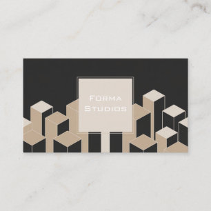 Moderne Abstrakte Skyline Beige Geometrisch Schwar Visitenkarte