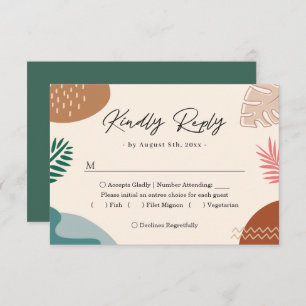 Moderne Abstrakte Sommer-Tropen-Blätter Hochzeit RSVP Karte