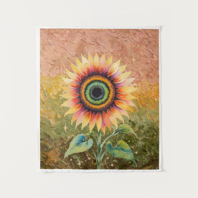 Moderne abstrakte Sonnenblumen-Kunst Wandteppich (Vorderseite)