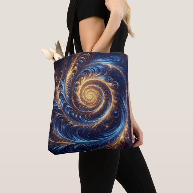 Moderne Abstrakte Space Royal Blue und Gold Wirbel (Von Nahem)
