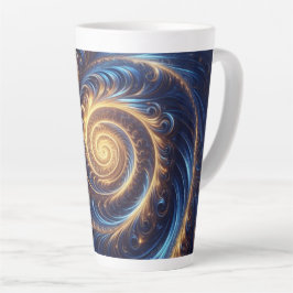 Moderne Abstrakte Space Royal Blue und Gold Wirbel Milchtasse