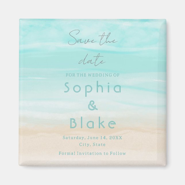 Moderne Abstrakte Strandhochzeit Save the Date Magnet (Vorne)