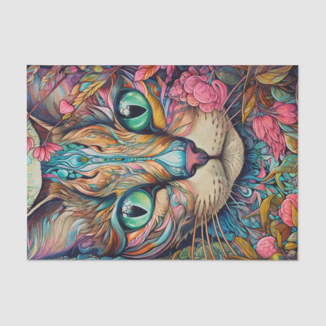 Moderne Abstrakte Tabby Cat Seidenpapier (Vorderseite)