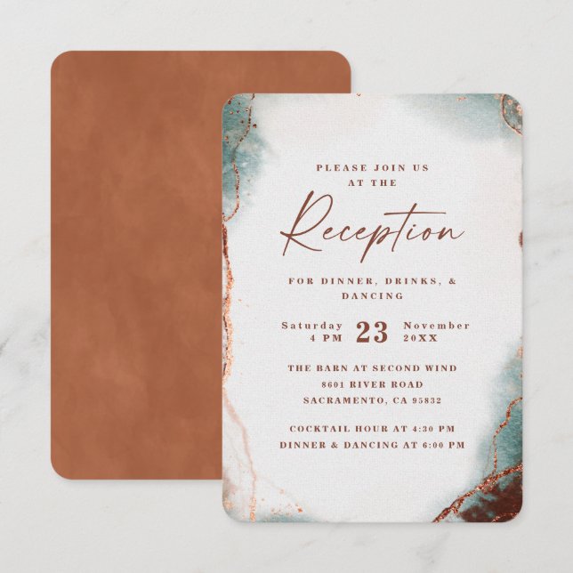 Moderne Abstrakte Terra Cotta Hochzeitsempfehlung Begleitkarte (Vorne/Hinten)