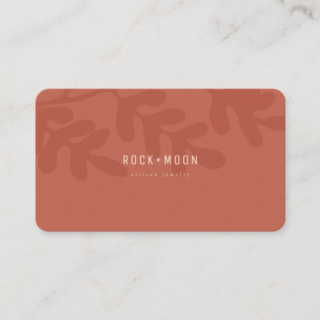 Moderne Abstrakte Terracotta Brown Botanische Blät Visitenkarte (Vorderseite)