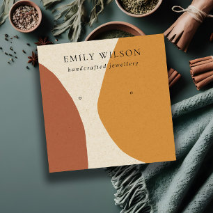 MODERNE ABSTRAKTE TERRACOTTA RED ART EARRING DISPL QUADRATISCHE VISITENKARTE