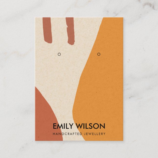 MODERNE ABSTRAKTE TERRACOTTA RED ART EARRING DISPL VISITENKARTE (Vorderseite)