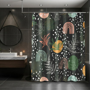 Moderne abstrakte Terrazzo- und botanische Collage Duschvorhang