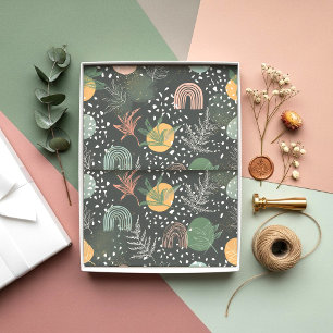 Moderne abstrakte Terrazzo- und botanische Collage Seidenpapier