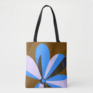 Moderne abstrakte Tote-Tasche mit blauer Blütenfor