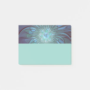 Moderne abstrakte trendige blaue Blumen-Fraktal-Ku Post-it Klebezettel