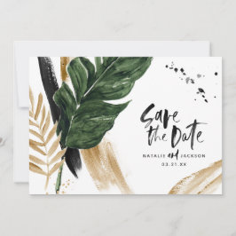 Moderne abstrakte Tropenhochzeit Save The Date