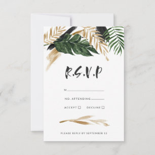 Moderne abstrakte, tropische Hochzeit RSVP Karte