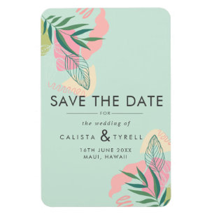 Moderne Abstrakte tropische Neo Mint & Pink Rettet Magnet