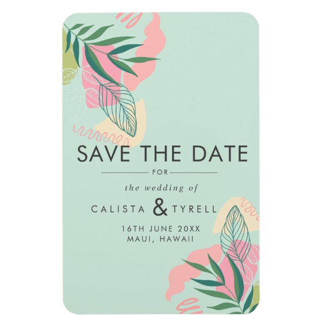 Moderne Abstrakte tropische Neo Mint & Pink Rettet Magnet (Vertikal)