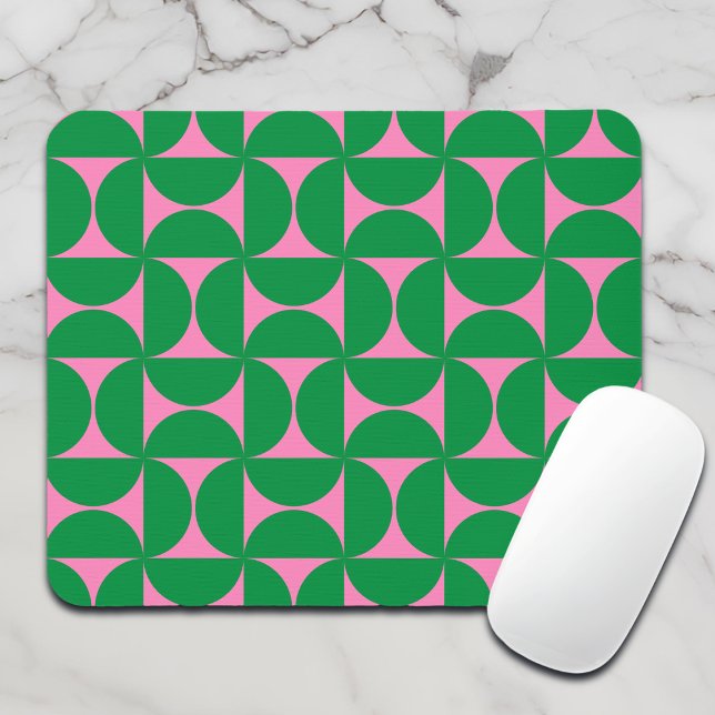 Moderne Abstrakte Wälder Grün & Rosa Mitte Jahrhun Mousepad (Von Creator hochgeladen)