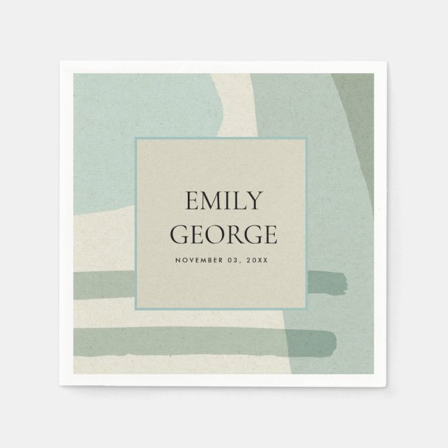 MODERNE ABSTRAKTE WASCHBLAU KÜNSTLERISCHE WEDEN SERVIETTE (Vorderseite)