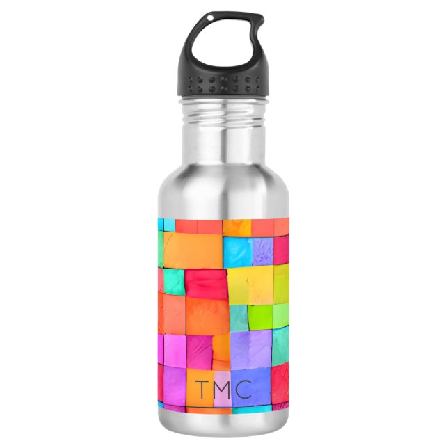 Moderne Abstrakte Wasserfarben Kunsttipps Edelstahlflasche (Vorderseite)