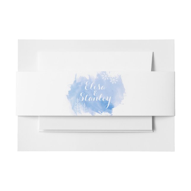 Moderne abstrakte Wasserfarbenprägung Blau Hochzei Einladungsbanderole (Vorderseite Beispiel)