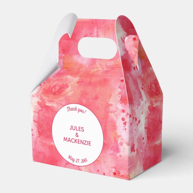 Moderne Abstrakte Wasserfarbenrosa Hochzeit Geschenkschachtel (Vorderseite)