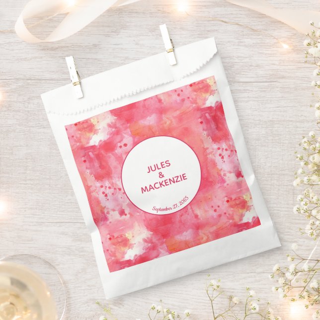 Moderne Abstrakte Wasserfarbenrosa Hochzeit Geschenktütchen (Ausgeschnitten)
