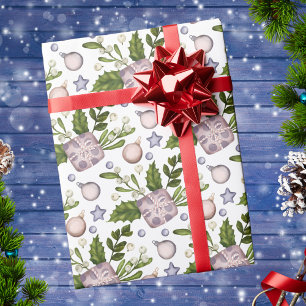 Moderne abstrakte Weihnachts-Winter-Botanik Geschenkpapier