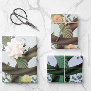 Moderne abstrakte Weinreben Verpackungspapiere Geschenkpapier Set