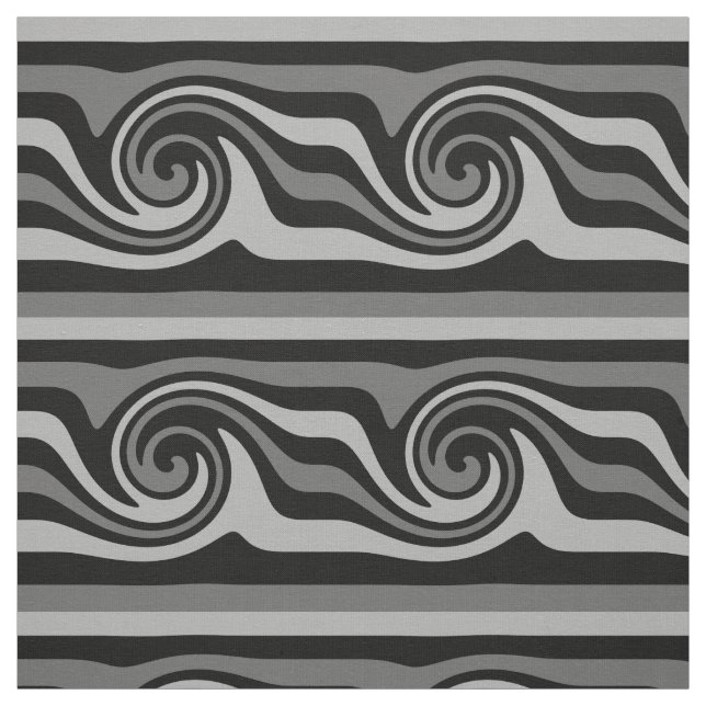 Moderne abstrakte Wellenmuster in Schwarz und Grau Stoff (Muster)