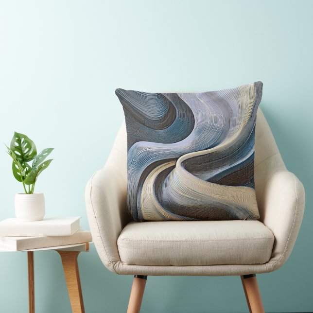 Moderne abstrakte wellige Texturdesign Kissen (Stuhl )