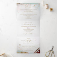Moderne Abstrakte Winterhochzeit in Rot und Gold