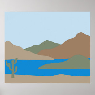 Moderne Abstrakte Wüste Ocean Beach Landschaft Mit Poster