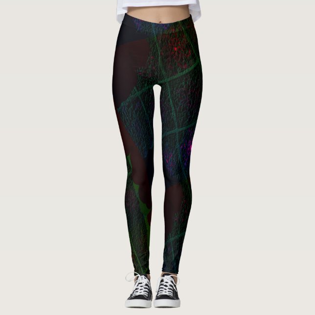 MODERNE abstrakte Zeichnungen in Leggings aus Oliv (Vorderseite)