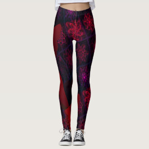 MODERNE abstrakte Zeichnungen in Rose-rotes Mosaik Leggings