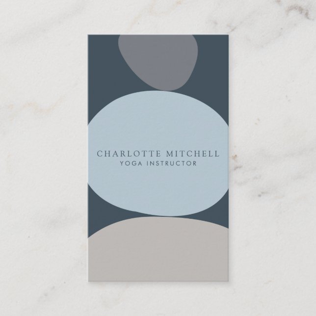 Moderne Abstrakte Zen Stones Blue Logo Yoga, Massa Visitenkarte (Vorderseite)