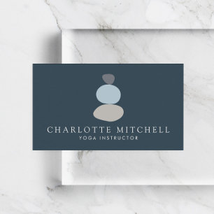 Moderne Abstrakte Zen Stones Blue Logo Yoga, Massa Visitenkarte