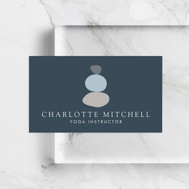 Moderne Abstrakte Zen Stones Blue Logo Yoga, Massa Visitenkarte (Von Creator hochgeladen)