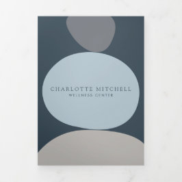 Moderne Abstrakte Zen Stones Blue Wellness Broschü Dreifach Gefaltete Karte