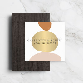 Moderne Abstrakte Zen Stones Gold Logo Yoga, Massa Quadratische Visitenkarte