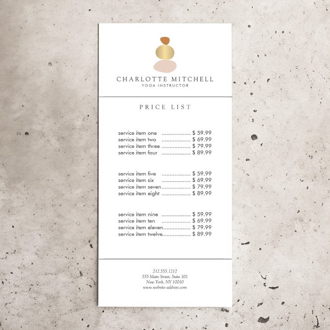 Moderne Abstrakte Zen Stones Gold Logo Yoga, Massa Werbekarte (Von Creator hochgeladen)