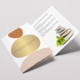 Moderne Abstrakte Zen Stones Gold Wellness Broschü Dreifach Gefaltete Karte